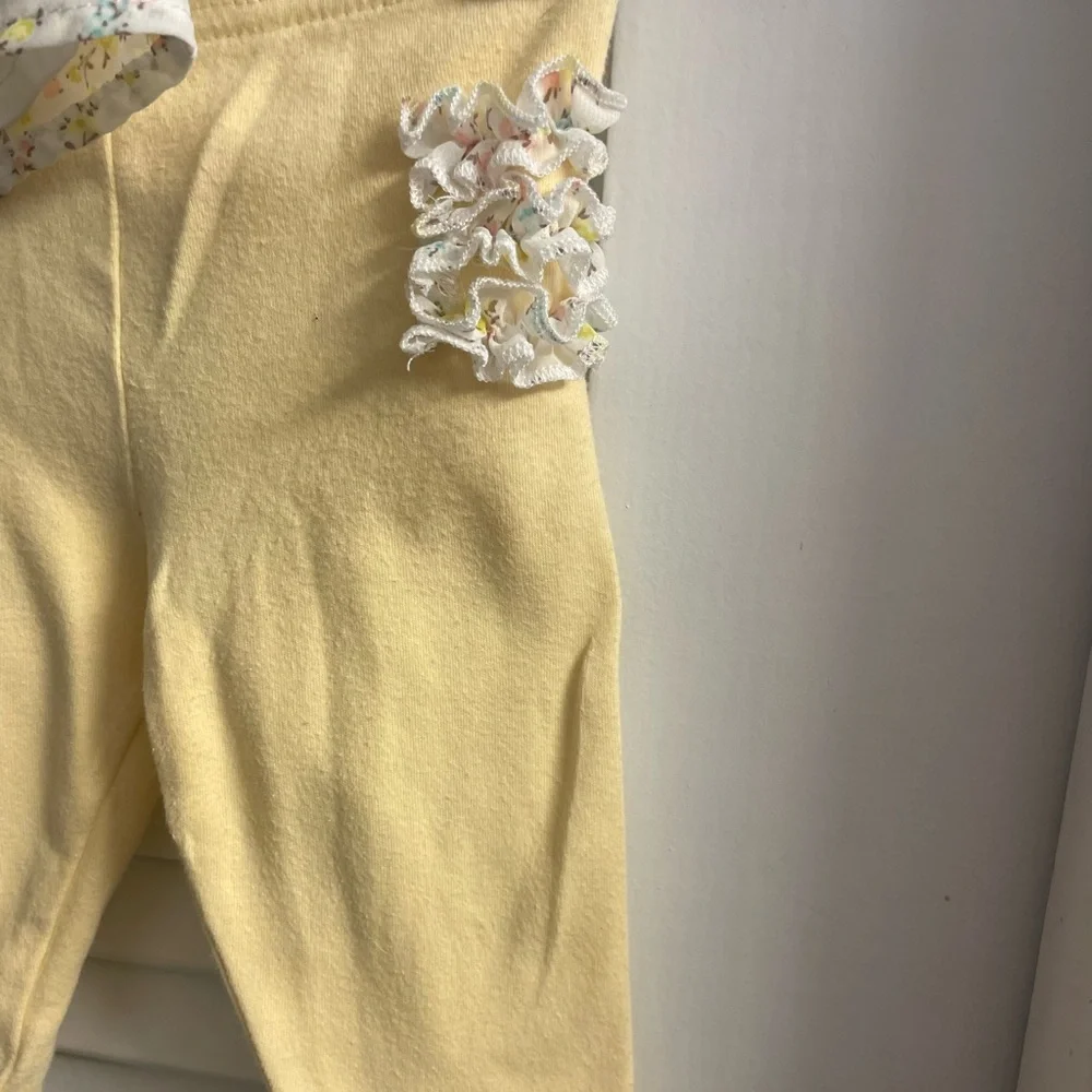 Anne Geddes Adorable Smocked Floral Pleated Shirt w/Matching Ruffled Leggings.